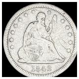 1842-O Silver Seated Liberty Quarter NICELY CIRCUL