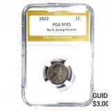 1922 Wheat Cent PGA XF45 No D, Strong Reverse