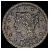 1845 Braided Hair Large Cent NEARLY UNCIRCULATED