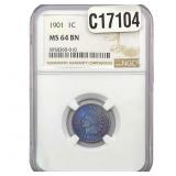 1901 Indian Head Cent NGC MS64 BN
