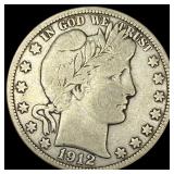 1912-S Silver Barber Half Dollar LIGHTLY CIRCULATE