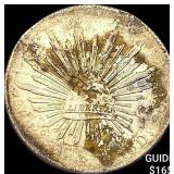 Mexico Chopmarked 8 Reales Cap & Rays CLOSELY UNC