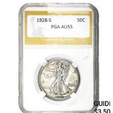 1928-S Walking Liberty Half Dollar PGA AU55