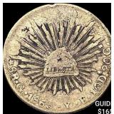 1860 Go Mexico Silver 8 Reales Cap & Ray LIGHTLY C