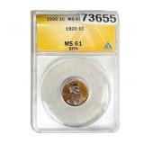 1920 Wheat Cent ANACS MS61 BRN