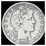 1896-S Silver Barber Half Dollar LIGHTLY CIRCULATE