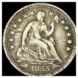 1855 Arrows Seated Liberty Half Dime LIGHTLY CIRCU