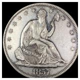 1857 Seated Liberty Half Dollar CLOSELY UNCIRCULAT