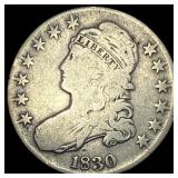 1830 Capped Bust Half Dollar LIGHTLY  CIRCULATED