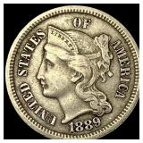 1889 Nickel Three-Cent Piece NEARLY UNCIRCULATED