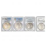 [4 Coins] 1883-1921 Morgan Silver Dollar PCGS/NGC