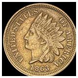 1863 Copper-Nickel Indian Head Cent NEARLY UNCIRCU
