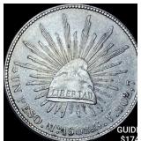 1908Mo GV Mexico Silver Peso CHOICE AU