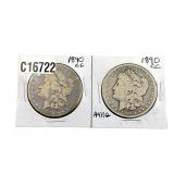 [2 Coins]1890-CC Morgan Silver Dollar