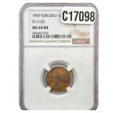 1909 VDB DDO Wheat Cent NGC MS64 RB