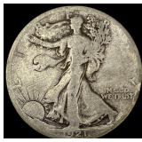 1921-S Silver Walking Liberty Half Dollar NICELY C