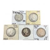 [5 Coins]1898-1915 Barber Half Dollar