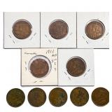 [10 Coins] 1911 Canada 1 Cent