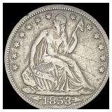 1853 Arrows Seated Liberty Half Dollar LIGHTLY CIR