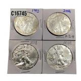 [4 Coins]1993-2018 Silver Eagle