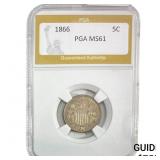 1866 Shield Nickel PGA MS61