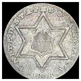 1858 Silver Three-Cent Piece NEARLY UNCIRCULATED