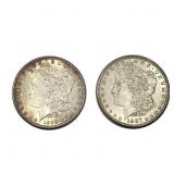[2 Coins] 1887-1890 Morgan Silver Dollar