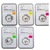 [5 Coins]1960-1963 Washington Silver Quarter NGC