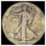 1921-S Silver Walking Liberty Half Dollar NICELY C