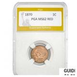 1870 Indian Head Cent PGA MS62 Red