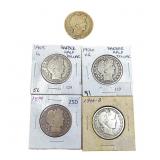 [5 Coins] 1899-1911 Barber Half Dollar