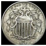 1866 Shield Nickel NEARLY UNCIRCULATED
