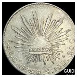 1896Go RS Mexico Silver 8 Reales Cap&Rays NEARLY U