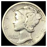 1921-D Silver Mercury Dime LIGHTLY CIRCULATED