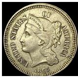 1865 Nickel Three-Cent Piece NEARLY UNCIRCULATED