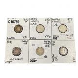 [6 Coins]1852-1891 Seated Liberty Dime