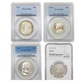 [4 Coins]1936-1955 U.S. Half Dollar&Quarter Lot