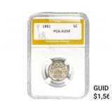 1881 Shield Nickel PGA AU58