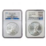 [2 Coins]2010-2017 Silver Eagle NGC MS69/70
