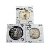 [3 Coins]1855-1875 Seated Liberty Half Dollar
