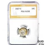 1927-S Mercury Silver Dime PGA AU58