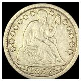 1853 Arrows Seated Liberty Silver Dime NEARLY UNCI