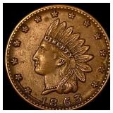1863 Civil War Token Indian Head Copper. NEARLY UN