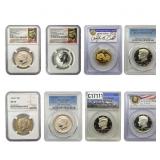 [8 Coins] 1980-2014  ANACS/PCGS/NGC PR/MS65-70