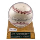 Red Schoendienst Signed Baseball Cardinals w/ Cer