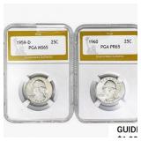 [2 Coins]1959-1960 Washington Silver Quarter PGA M