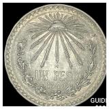 1940-M Mexico Silver Peso Cap & Ray UNCIRCULATED
