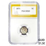 1871 Seated Liberty Half Dime PGA MS65