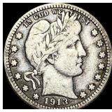 1913 Barber Silver Quarter LIGHTLY CIRCULATED