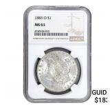 1883- O Morgan Silver Dollar NGC MS63